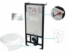 Seinapealse WC-poti komplekt krohvialune Deante Boro CMOS6SPW, valge/kroom, 125 x 510 mm