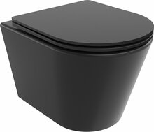 Seinale paigaldatav WC-pott Mexen Rico 30720185, must matt, aeglaselt sulguva kaanega, 365 x 480 mm