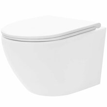 Seinale paigaldatav WC-pott Rea Carlo Mini Rimless Flat Tornado Pro, kaanega, 365 x 485 mm