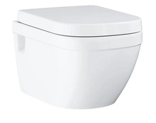 Seinale paigaldatav WC-pott Grohe Euro Ceramic Rimless 39703000, valge, softclosing kaanega