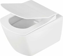 Seinapealne WC-pott Deante Anemon Rimless, valge, aeglaselt sulguva kaanega, 370 x 513 mm