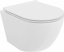 Seinale paigaldatav WC-pott Mexen Lena Rimless Slim 30220500, aeglaselt sulguva kaanega, 350 x 480 mm
