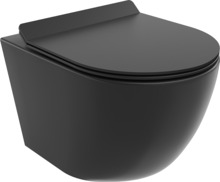 Riputatav WC-pott Mexen Lena Rimless 30220185, must matt, koos kaanega, 360 x 480 mm