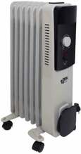 Õliradiaator Besk 7 sektsiooni, 1500 W, hall