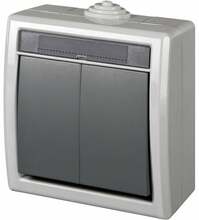 Kahe klahviga lüliti Elektro-Plast Aquant 1202-10, IP55, hall