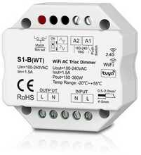 Nutikas valgusdimmer Skydance S1-B(WT), 230V, TRIAC, Push-Dimm, Tuya, Wi-Fi, 400W halogeen, 200W LED
