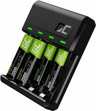 Laadija Green Cell GC VitalCharger koos 2xAA 2000mAh ja 2xAAA 800mAh patareidega