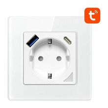 Nutikas WiFi seinakontakt Avatto N-WOT10-USB-W TUYA USB USB-C, valge