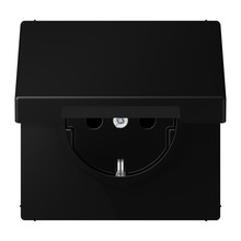 Pistikupesa JUNG LS 1520, kaanega ja maandusega, IP44, matt must
