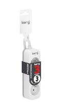 Pikendusjuhe HSK DATA KERG M02384, 3 pistikupesa, 3m, 10A, valge/helehall