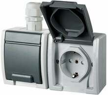 Topelt pistikupesa Elektro-Plast Aquant 1245-65, hall