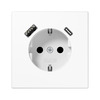 Pistikupesa Jung LS1520-15CAWW, maandusega ja USB laadijatega, valge