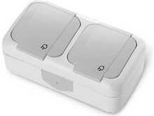Topelt pistikupesa VIKO BY PANASONIC Palmiye 90555588, hermeetiline, IP54, hall