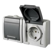 Topeltpistikupesa Elektro-Plast Aquant, 1245-10, maandusega, IP55, hall