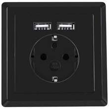 Pistikupesa Lanberg AC-WS01-USB2-F-B, ilma maanduseta, must, 2 USB pordiga