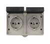 Pistikupesa EMOS A1396.1, 2-kohaline, pinnapealne, maandusega, IP44, 16A/250V, valge, musta kaanega