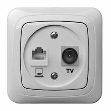 TV ja arvuti pistikupesa Liregus Alfa ITVKL-1-01, valge