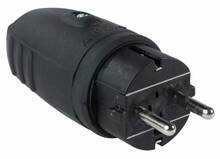 Pistik N&L 11257, kummist, must, 16A, 250V, IP44