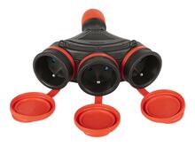 Kolmekordne pistikupesa Blow Plastrol Triple, hermeetilise kaanega 3x2p + Z, IP44, must