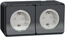 Topeltpistikupesa Schneider Electric Mureva MUR36029, IP55, antratsiit