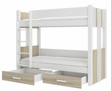 Narivoodi ADRK Furniture Arta, koos madratsiga, 90 x 200cm, valge/pruun