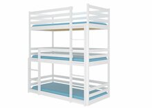 Kolmekorruseline voodi ADRK Furniture Tedro, 90 x 200 cm, valge