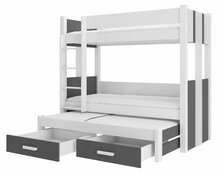 Narivoodi ADRK Furniture Artema, koos madratsitega, 90 x 200 cm, valge/hall/grafiit