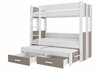 Narivoodi ADRK Furniture Artema, koos madratsitega, kolmekohaline, 90 x 200 cm, valge/pruun