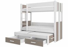 Narivoodi ADRK Furniture Artema, koos madratsitega, kolmekohaline, 90 x 200 cm, valge/pruun