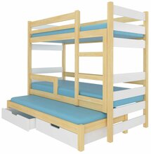 Narivoodi ADRK Furniture Karlo, väljatõmmatava lisavoodiga, madratsiga, 80 x 160 cm, pruun/valge