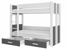 Narivoodi ADRK Furniture Arta, koos madratsiga, 90 x 200 cm, valge/hall/grafiit