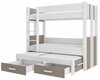 Narivoodi ADRK Furniture Artema, koos madratsitega, kolmele, 80 x 180 cm, valge/pruun