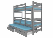 Narivoodi ADRK Furniture Karlo, väljatõmmatava lisavoodiga, koos madratsiga, hall