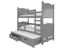 Narivoodi ADRK Furniture Leticia, väljatõmmatava lisavoodiga, madratsiga, 180 x 75 / 172 x 75 cm, hall