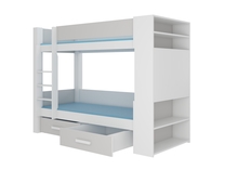 Narivoodi ADRK Furniture Garet, koos madratsiga, 80 x 180 cm, valge/helehall