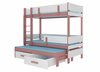 Narivoodi ADRK Furniture Etapo, koos madratsiga, 80 x 180 cm, valge/roosa