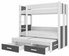 Narivoodi ADRK Furniture Artema, koos madratsitega, 80 x 180 cm, valge/hall/grafiit