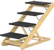 PawHut 2 in 1 trepp koertele 4 astet, naturaalne, 62,5 cm