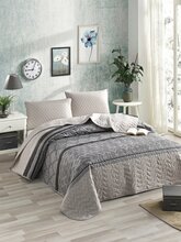 Voodikate Mijolnir Double Set Creative, hall/tumehall, 200 cm x 220 cm
