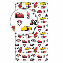 Voodilina Jerry Fabrics Cars 3 McQueen, 90 x 200 cm, valge/punane/kollane, kummiga