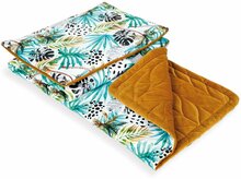 Voodipesukomplekt CebaBaby Palmas, tekk 75 x 100 cm ja padi 30 x 40 cm, sinep/roheline