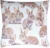 Dekoratiivpadi Home4you Holly Rabbits, 45 x 45 cm, valge/beež