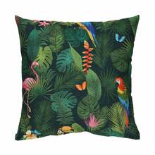 Dekoratiivpadi Home4you Holly Tropics, 45 x 45 cm, roheline/oranž/roosa