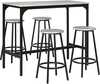 Baarilaud HOMCOM koos baaritoolidega, 5-osaline komplekt, hall