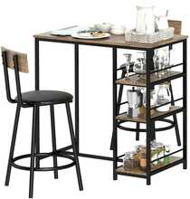 Baarilaud HOMCOM, 3-osaline komplekt, teras/tamm