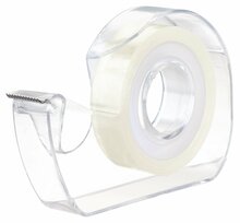 Kahepoolne teip Tesa, 12 mm x 7,5 m, läbipaistev, kontoritööks, lõikuriga