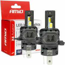 LED autolambid Amio Aviator H4/H19, 6500 K, x4 seeria
