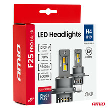 LED autolamp Amio F25 Pro Black H4 H19, 70 W, 12 V/24 V, Full Canbus