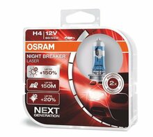 Autolambid Osram Night Breaker Laser H4 P43T, 60/55 W, 12 V, +150 prots., 2 tk