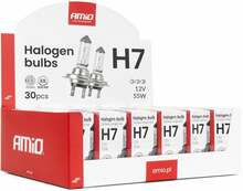 Halogeenpirnide komplekt Amio H7 12 V 55 W UV filtriga, 30 tk, AMIO-04399